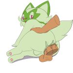 absurd_res anal anal_penetration balls game_freak generation_9_pokemon genitals hand_on_butt hi_res looking_at_viewer lying nintendo on_side open_mouth paws penetration penis pokemon pokemon_(species) sharp_teeth sprigatito teeth twerpishimp