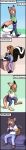 absurd_res after_transformation black_body black_fur bottomwear brown_body brown_fur canid canine clothing controller english_text fox fox_tail fur game_controller hi_res hyena implied_transformation kangaroo kangaroo_tail long_image macropod mammal marsupial mephitid orange_body orange_fur pajamas pants shirt skunk skunk_tail smile tall_image text topwear transformation trevor-fox