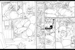 ambiguous_gender anthro bear big_breasts big_penis black_and_white bodily_fluids breasts cetacean clothing comic cum dialogue end_page english_text female genital_fluids genitals grass_skirt growth gynomorph hi_res hotel huge_breasts huge_penis hyper hyper_breasts hyper_genitalia hyper_penis intersex leaking_cum letterbox line_art mammal marine monochrome overweight patreon penis precum rabid small_clothing sperm_whale swimwear tagme text toothed_whale unknown_species url whale work_uniform
