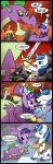  2018 armor cardboard_box comic dragon equine friendship_is_magic horn madmax mammal melee_weapon my_little_pony playing princess royalty shining_armor_(mlp) spike_(mlp) sword twilight_sparkle_(mlp) unicorn weapon young 