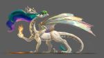  2018 alternate_species dragon equine fire friendship_is_magic horse mammal my_little_pony plainoasis pony princess_celestia_(mlp) purple_eyes size_difference solo wings 