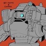  armor bt-7274 carrying character_name gloves helmet kokasa male_focus mecha simple_background sketch spot_color thumbs_up titanfall titanfall_2 vanguard visor 