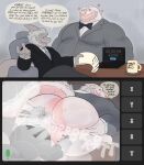age_difference albino alligator alligatorid anal angry anthro anus big_butt bodily_fluids boss boss_and_employee butt comic corruption crocodilian degradation dialogue don_dontae_(ffizzy) duo facial_markings fart fart_fetish farting_in_mouth farting_on_face fish forced forced_rimming head_markings hi_res huge_butt humiliation hyper hyper_fart insult male male/male marine markings musk office older_male oral overweight overweight_male public public_humiliation reptile revenge reversal rimming rofakuro scalie sex shark spread_anus spreading sweat tear_(marking) tongue tongue_out video_call workplace