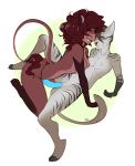  2016 all_fours anthro breasts cuntboy cuntboy/female dildo duo fangs feline female half-closed_eyes hi_res intersex intersex/female mammal nipples pussy sex_toy simple_background small_breasts smile spread_legs spreading strapon teeth teil white_background 