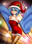  blacksaikou christmas dress monster_musume_no_iru_nichijou papi thighhighs wings 