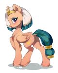  2017 anus blue_eyes blush butt clitoris cute cutie_mark dock equine eyebrows eyelashes eyeshadow feathered_wings feathers female feral friendship_is_magic fur hair headdress hi_res hooves lispp looking_at_viewer makeup mammal mascara multicolored_hair my_little_pony nude pegasus portrait pussy shadow short_hair side_view signature simple_background smile solo somnambula_(mlp) standing tan_feathers teal_hair two_tone_hair underhoof white_background wings 