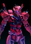  black_background commentary_request gundam gundam_gquuuuuux highres mecha mecha_focus mobile_suit no_humans red_gundam robot science_fiction shigumo_(shigeru) simple_background v-fin 