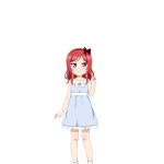  artist_request bangs blue_dress blush bow child closed_mouth collarbone dress hair_bow hairband long_hair looking_at_viewer love_live! love_live!_school_idol_festival love_live!_school_idol_project nishikino_maki official_art parted_bangs purple_eyes red_hair sleeveless sleeveless_dress smile socks solo standing transparent_background tsurime white_legwear younger 