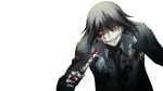  bags_under_eyes black_hair black_jacket blood blood_on_clothes blood_on_face blood_on_hands blood_on_knife chaos;child collared_shirt crazy crazy_eyes crazy_smile evil_grin evil_smile game_cg glowing glowing_eyes grin hekiho_academy hekiho_academy_uniform highres holding holding_knife itou_shinji_(chaos;child) jacket knife lapels necktie notched_lapels official_art open_collar pale_skin red_eyes red_necktie sasaki_mutsumi school_emblem shirt smile transparent_background v-shaped_eyebrows white_shirt 