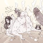 1:1 after_sex anthro anus bed bed_sheet bedding big_butt big_penis biped blush blush_lines bodily_fluids breath butt butt_stack capcom condom cum cum_drip cum_from_ass cum_from_pussy cum_in_ass cum_in_pussy cum_inside dialogue dripping english_text erection exhausted fan_character felid felyne female filled_condom furniture genital_fluids genitals group hi_res huge_butt human human_on_anthro human_on_human imminent_sex interspecies intraspecies kneeling_on_bed looking_at_another looking_at_partner looking_back looking_back_at_another looking_back_at_partner lying lying_on_another lying_on_bed lynian mammal monster_hunter monster_hunter_stories_2:_wings_of_ruin musk musk_clouds offscreen_male on_back on_bed on_front panting pawpads penis pillow praying_hands pussy raised_tail rear_view seb_mujinn sexual_barrier_device still_erect stukino sweat tail text thick_thighs tsukino_(monster_hunter_stories) vein veiny_penis voyeur