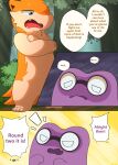 comic darrow0 ditto_(pokemon) english_text forest generation_1_pokemon generation_2_pokemon hi_res kuro_(darrow) male nintendo plant pokemon pokemon_(species) quilava speech_bubble text tree yuel