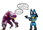 acrid_(risk_of_rain) anthro canid canine digital_drawing_(artwork) digital_media_(artwork) duo english_text feral generation_4_pokemon lucario male mammal nintendo pokemon pokemon_(species) profanity requesting risk_of_rain sex_request text unknown_artist