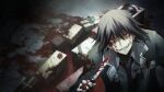  bags_under_eyes black_hair black_jacket blood blood_on_clothes blood_on_face blood_on_hands blood_on_knife blood_splatter blood_stain box chaos;child closed_eyes collared_shirt crazy crazy_eyes crazy_smile dark death dim_lighting evil_grin evil_smile game_cg gift gift_box glowing glowing_eyes grin hekiho_academy hekiho_academy_uniform highres holding holding_knife itou_shinji_(chaos;child) jacket knife lapels murder necktie notched_lapels official_art open_collar pale_skin pool_of_blood red_eyes red_necktie sasaki_mutsumi school_emblem severed_arm severed_hand severed_hands severed_head severed_leg severed_limb severed_torso shirt smile tachibana_yui v-shaped_eyebrows white_shirt 