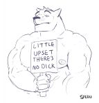  big_pecs black_and_white english_text feline humor male mammal monochrome muscular nipples pecs reaction_image sign spedumon text whiskers 