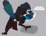 2025 5_fingers anatomically_correct anatomically_correct_cloaca anatomically_correct_genitalia animal_genitalia anthro avian basillicus beak bird black-billed_magpie blue_body blue_feathers blue_tail_feathers bottomwear butt claws cloaca cloak clothed clothing corvid dialogue digital_drawing_(artwork) digital_media_(artwork) english_text feathered_arms feathered_wings feathers feet finger_claws fingers fully_clothed genitals gesture gloves gradient_feathers green_body green_feathers green_tail_feathers hand_gesture handwear hi_res holarctic_magpie hood leg_pouch leggings legwear line_art looking_at_viewer looking_back looking_back_at_viewer magpie_(corvid) male male_anthro monotone_background monotone_beak multicolored_body multicolored_feathers multicolored_tail_feathers open_mouth oscine pants partially_clothed passerine pink_cloaca pink_tongue presenting presenting_hindquarters raised_tail rear_view simple_background solo speech_bubble stockings tail tail_feathers talons text third-party_edit three-quarter_view toes tongue topwear torn_bottomwear torn_clothing torn_fabric torn_pants white_body white_feathers winged_arms wings wren_(kuruk)