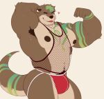 5_fingers anthro areola arm_markings armpit_hair bangs barazoku biceps big_bulge big_muscles big_pecs biped blue_eyes bodily_fluids body_hair brown_areola brown_armpit_hair brown_body brown_ear brown_eyebrows brown_fur brown_hair brown_nipples brown_nose brown_pubes bulge chest_markings claws closed_smile clothed clothed_anthro clothed_male clothing countershade_face countershade_fur countershade_legs countershade_tail countershade_torso countershading digital_media_(artwork) ear_piercing ear_ring english_text eyebrows finger_claws fingers fishnet_clothing fishnet_shirt fishnet_tank_top fishnet_topwear fist flat_colors flexing flexing_bicep fur gold_ear_ring green_highlights green_markings hair hand_behind_head heart_symbol hi_res highlights_(coloring) huge_muscles humanoid_hands jockstrap looking_at_viewer male male_anthro mammal markings monotone_background mouth_closed multicolored_body multicolored_fur muscular muscular_anthro muscular_male mustelid navel nipples otter pecs piercing pink_tongue portrait pubes red_clothing red_jockstrap red_underwear ring_piercing shirt simple_background smile smiling_at_viewer solo standing sweat tail tail_markings tan_body tan_countershading tan_fur text text_on_jockstrap theor three-quarter_portrait three-quarter_view tongue tongue_out topwear triceps two_tone_body two_tone_fur underwear