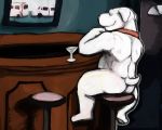  alcohol bar beverage brian_griffin butt canine cocktail collar dextriux dog door family_guy fur male mammal martini sitting slightly_chubby solo stool television white_fur 