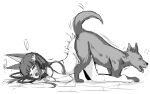  1girl animal_ears ass-to-ass_penetration azur_lane bestiality chinese_commentary commentary_request completely_nude dog fox_ears fox_girl greyscale hamiro highres monochrome nagato_(azur_lane) nude open_mouth sketch 