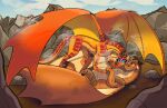 clay_(wof) dragon duo elkdragon entwined_tails female female_on_top feral glowing glowing_body glowing_scales hand_holding hi_res loving_gaze lying male male/female male_on_bottom mountain mud mudwing_(wof) mythological_creature mythological_scalie mythology nervous_smile on_back on_bottom on_top onomatopoeia outside peril_(wof) rock rubbing_cheek scales scalie skywing_(wof) smoke sound_effects standing_on_wings tail tail_coil text wings_of_fire