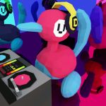  animated animated_gif bird closed_eyes commentary cortoony creature dancing dj full_body gen_2_pokemon headphones multicolored music no_humans phonograph pokemon pokemon_(creature) polygonal porygon2 record reflection 