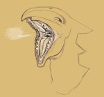 ambiguous_gender aniriteron anthro arvinian avian beak dinosaur duo eyebrows feathers glottis hybrid jagged_mouth open_mouth plumicorns prehistoric_species reptile scalie sketch sketchy solo teeth theropod throat toothed_beak