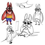 1:1 2023 alternate_species ambiguous_feral ambiguous_gender anthro beard black_clothing black_eyes black_eyewear black_footwear black_glasses black_shoes blue_bottomwear blue_clothing blue_shorts bottomwear brown_beard brown_facial_hair brown_hair brown_mustache clothed clothed_anthro clothing controller digital_drawing_(artwork) digital_media_(artwork) dot_eyes duo electronics english_description eyewear facial_hair feral fish flat_colors footwear fully_clothed fully_clothed_anthro furrification gaelfox gaming glasses hair hi_res holding_controller holding_object male male_anthro manta_ray marine multicolored_body multicolored_clothing multicolored_shirt multicolored_skin multicolored_tank_top multicolored_topwear mustache nickelodeon no_eyebrows pink_body pink_skin playing_video_game pointed_tail ray_(fish) ray_narvaez_jr. real_world rectangular_glasses red_body red_skin red_tail shirt short_hair shorts side_view simple_background simple_eyes sitting sketch_page spongebob_squarepants standing tail tank_top television topwear two_tone_body two_tone_skin white_background yellow_clothing yellow_shirt yellow_tank_top yellow_topwear