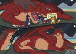 2025 3_toes 4_fingers abi_(tundra808) anthro anthro_prey avian barefoot belly big_belly black_body black_spikes black_stripes bodily_fluids bottomwear breasts brown_mane canid canine canis clothed clothing coalt comic dated dragon english_text european_mythology feathers feet female female_prey feral feral_pred fingers fully_inside fur gaping_mouth green_eyes grey_body grey_fur group head_first in_mouth jacket larger_feral larger_pred lying male male/female male/male male_pred male_prey mammal mane membrane_(anatomy) membranous_wings moon mythological_creature mythological_scalie mythology night nyrtesh_(glarglblarg) on_side open_mouth oral_vore outside overbite pants partially_inside red_body red_fur rimentus sabi_(skelesabiartist) saliva scalie sign size_difference sky soft_vore spade_tail spiked_tail spikes spikes_(anatomy) stripes tail tan_body tan_fur text toes topwear vore western_dragon willing_pred willing_prey wingless_dragon wings wolf yellow_body yellow_feathers