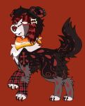 2025 ambiguous_gender armwear bernese_mountain_dog blood_drop butch/femme butch_pride_colors canid canine canis christian_cross christian_symbol christianity claws clothing colored_nails coontail_hair cross domestic_dog ear_piercing facial_piercing feral fur fur_markings hi_res jackrabbit_(artist) kerchief lgbt_pride lgbt_pride_month lip_piercing mammal markings molosser mountain_dog nails pattern_armwear pattern_clothing paws piercing plaid plaid_armwear plaid_clothing red_nails religion snakebite_piercing solo sparklefur swiss_mountain_dog