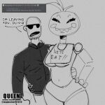 1:1 2025 4chan animatronic anthro avian bald bib bird black_and_white breasts cavemanon_studios chicken clothed clothing collared_shirt crossover curvy_figure dialogue duo english_text espectro111222 eyelashes eyewear female five_nights_at_freddy&#039;s five_nights_at_freddy&#039;s_2 galliform gallus_(genus) human i_wani_hug_that_gator inco_(iwhtg) machine male male/female mammal monochrome panties phasianid robot rosy_cheeks scottgames segmented_arms segmented_body sharp_teeth shirt skimpy smile stubble sunglasses teeth text thick_thighs topwear toy_chica_(fnaf) under_boob underwear wide_hipped_anthro wide_hipped_female wide_hips