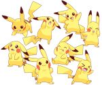 &gt;_&lt; :d :o akanbe blush_stickers brown_eyes closed_eyes closed_mouth creature expressions gen_1_pokemon hand_on_own_face highres jumping lai_(pixiv1814979) looking_at_viewer looking_away looking_up no_humans open_mouth pikachu pokemon pokemon_(creature) pose running sad simple_background sitting smile standing tongue tongue_out too_many too_many_pikachu white_background 