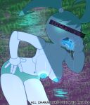 anthro bedroom_eyes blue_hair bodily_fluids brainwashing breasts comic corruption covered_eyes dripping english_text fellatio_gesture female gesture glitch_effect glowhorn glowing glowing_eyes hacking hair hand_on_hip hi_res humanoid hypnosis jenny_wakeman machine mind_alteration mind_control my_life_as_a_teenage_robot narrowed_eyes navel nickelodeon nipples nude number open_mouth personality_change ponytail robot robot_humanoid saliva saliva_drip saliva_on_tongue screw seductive solo submissive submissive_female suggestive suggestive_gesture text tongue tongue_out