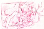  2015 all_fours anthro anthro_on_anthro antlers bed bloominrose breasts canine cervine clothed clothing deaux_(bloominrose) deer digital_media_(artwork) domination duo erection eye_contact faux_(bloominrose) female female_domination female_on_top fox grabbing_sheets hair hand_on_crotch horn humanoid_penis line_art lying male male/female mammal monochrome nipples nude on_back on_top panting penis precum predator/prey red_and_white retracted_foreskin sex size_difference sketch smile titfuck tongue tongue_out uncut 