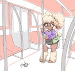2025 2_horns anthro bell bell_collar blonde_hair blush bottomwear bovid breath breathing_noises brown_body brown_skin caprine cellphone clothed clothing cloven_hooves collar colored cowbell diaper diaper_peekage electronics eyewear feces female full-length_portrait fur glasses hair hi_res holding_cellphone holding_object holding_phone holding_smartphone hooves horn inside_train june_(lavenderlamb) looking_at_cellphone looking_at_object looking_at_phone mammal miniskirt phone pooping portrait public public_soiling purple_clothing purple_sweater purple_topwear purse sheared sheep signature skirt smartphone soiled_diaper soiling soiling_diaper solo sophiepoof space_buns standing sweater tan_body tan_fur tan_wool topwear unclean_diaper used_diaper wearing_diaper wool_(fur) yellow_eyes