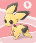  &lt;3 &lt;3_eyes 2017 ambiguous_gender anthro black_eyes black_fur blush butt fur looking_at_viewer nintendo nyonyo_(user_cfg2466) pichu pok&eacute;mon pok&eacute;mon_(species) solo video_games yellow_fur 