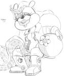 anonymous_artist anthro boots breasts buckteeth closed_smile clothed clothed_anthro clothed_female clothing diving_suit eastern_grey_squirrel english_description eyelashes featureless_breasts female footwear grey_squirrel greyscale looking_pleasured mammal monochrome mouth_closed nickelodeon penetration rodent sandy_cheeks sciurid shoes sitting sketch smile solo spongebob_squarepants tail teeth tentacle_penetration tentacles toony tree_squirrel unfinished