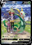  1girl :d artist_name bicycle black_pantyhose blue_eyes bright_pupils brown_hair card_(medium) character_name closed_mouth cloud company_name copyright_name copyright_notice double_bun english_text grass hair_bun long_hair mountainous_horizon official_art open_mouth outdoors pantyhose path pink_socks pokemon pokemon_(creature) pokemon_bw2 pokemon_card pokemon_tcg red_eyes rosa_(pokemon) serperior shirt shoes skirt smile smoke socks standing teeziro third-party_source trading_card tree twintails visor_cap volcano white_pupils yellow_skirt 