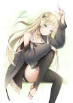  armpit_peek bangs black_legwear blonde_hair blush braid breasts choker cleavage coat collarbone commentary_request covered_navel cowboy_shot dated dress earrings eyebrows_visible_through_hair french_braid girls_frontline grey_coat grey_eyes hair_ornament hand_on_own_knee hand_up head_tilt highres index_finger_raised jewelry k5_(girls_frontline) knee_up large_breasts light_particles long_hair looking_at_viewer off_shoulder open_clothes open_coat open_dress paint_splatter pouch see-through sidelocks signature simple_background sitting skindentation smile solo strap superman3go swept_bangs thigh_strap thighhighs thighs 