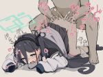  1boy 1girl absurdly_long_hair aqua_halo aris_(blue_archive) aroused black_hair black_hairband black_socks blue_archive blue_eyes blue_halo blush clothed_female_nude_male clothed_sex commentary_request cum doggystyle dot_nose grabbing_another&#039;s_ass groping hair_between_eyes hairband halo heart hetero highres jacket long_hair long_hair_between_eyes long_sleeves nude one_side_up open_mouth panties panties_around_one_leg panty_pull rectangular_halo ringed_eyes serizawa_nazuna sex sex_from_behind shirt skirt socks solo_focus squatting top-down_bottom-up translation_request underwear vaginal very_long_hair white_background white_jacket white_panties white_shirt 