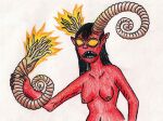 absurd_res ammonite bible_verse black_hair body_horror breasts burning_alive cephalopod cephalopod_shell demon ebrithilbowser female hair hi_res holding_another horn horned_humanoid humanoid marine mollusk mollusk_shell navel nipples no_pupils nude pointy_ears prehistoric_species red_body red_skin sharp_teeth shell solo spiral_horn spiral_shell teeth tentacles yellow_eyes