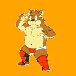  anthro boots canine clothed clothing dog footwear kenta_shiba_(character) male mammal navel nipples shiba-kenta shiba_inu simple_background topless wrestling_briefs 