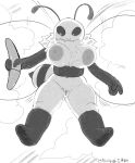 2023 absurd_res antennae_(anatomy) anthro areola arthropod arthropod_abdomen bee big_areola big_breasts biped black_antennae black_body black_eyes boomerang breasts bug_fables cloud digital_drawing_(artwork) digital_media_(artwork) empty_eyes featureless_feet feet female fingers flying fur genitals greyscale haloluli hi_res huge_areola hymenopteran insect insect_wings large_wings leg_markings markings monochrome moonsprout_games multicolored_body navel neck_tuft nipples pubes pussy_tuft shaded smile socks_(marking) solo stinger tuft two_tone_body vi_(bug_fables) vulva wings