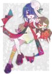  1girl absurdres black_hair blush bow bowtie brown_shoes dress fate/grand_order fate_(series) fishnets flower full_body hair_ornament hair_over_one_eye hairpin hat hat_flower highres lady_yu_doll mini_hat red_bow red_bowtie shoes short_dress short_hair solo stuffed_toy waniyama1993 white_flower white_hat xu_fu_(fate) xu_fu_(fgo_fes._2025)_(fate) 