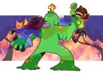 2022 akanemnon anthro brown_hair deltarune female flower forest green_body group hair human kris_(deltarune) male mammal moss outside plant purple_body purple_skin scalie susie_(deltarune) tree trio undertale_(series) yellow_body yellow_skin
