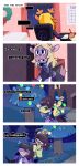 2022 akanemnon anthro blonde_hair brown_hair christmas_decorations christmas_lights comic deer deltarune female group hair hi_res human kris_(deltarune) mammal new_world_deer night noelle_holiday outside plant purple_body purple_skin reindeer scalie susie_(deltarune) text tree trio undertale_(series) yellow_body yellow_skin