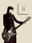  1girl bass_guitar canvas_(object) highres hime_cut instrument long_hair looking_at_object music original playing_instrument solo tp_p_pt white_background 