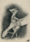 2018 ambiguous_gender dragon feral membranous_wings natoli solo traditional_media_(artwork) wings wyvern 