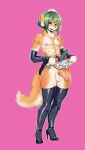  2013 anthro apron armwear balls canine chest_tuft clothed clothing cock_ring crossdressing detached_sleeves digital_media_(artwork) dildo dog elbow_gloves footwear front_view fur girly gloves green_hair hair half-erect hi_res high_heels humanoid_penis legwear looking_at_viewer maid_uniform male mammal milkcrown multicolored_fur nipples nude partially_retracted_foreskin penis pink_background rubber sex_toy shiny shoes simple_background smile solo standing thick_thighs thigh_highs tray tuft two_tone_fur uncut uniform vein veiny_penis yellow_eyes yellow_fur 