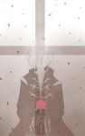  1boy brown_theme closed_mouth coat commentary_request dated_commentary expressionless faceless faceless_male flower holding holding_flower male_focus petals priest_(ragnarok_online) ragnarok_online red_flower red_rose rose sharari short_hair solo spot_color upper_body 