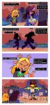 2022 akanemnon anthro blonde_hair brown_body brown_fur brown_hair christmas_decorations christmas_lights comic deer deltarune female forest fur group hair hi_res human kris_(deltarune) male mammal new_world_deer noelle_holiday outside plant purple_body purple_skin reindeer scalie signpost susie_(deltarune) text tree trio undertale_(series) yellow_body yellow_skin