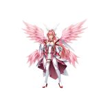  1girl angel_wings bare_shoulders boots breasts celestia_paladin cleavage closed_eyes detached_collar dress elbow_gloves facing_viewer feathered_wings full_body game_cg gloves hair_intakes head_wings high_heels high_ponytail highres inoino kouyoku_senki_exs-tia large_breasts large_variant_set long_hair multiple_wings non-web_source official_art open_mouth pink_hair pink_wings ponytail rieszverne_suzette_paladill skirt smile solo standing tachi-e thigh_boots thighhighs transparent_background variant_set very_long_hair white_gloves white_thighhighs wings zettai_ryouiki 